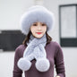 Winter Real Rabbit Fur Hat & Scarf Set - Stylish & Warm