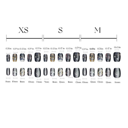 30-Piece Halloween Crystal Cat Eye Cartoon Bride Nails