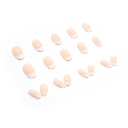 White Almond French Minimalist Desire Fall Nails - Removable Nail Tips