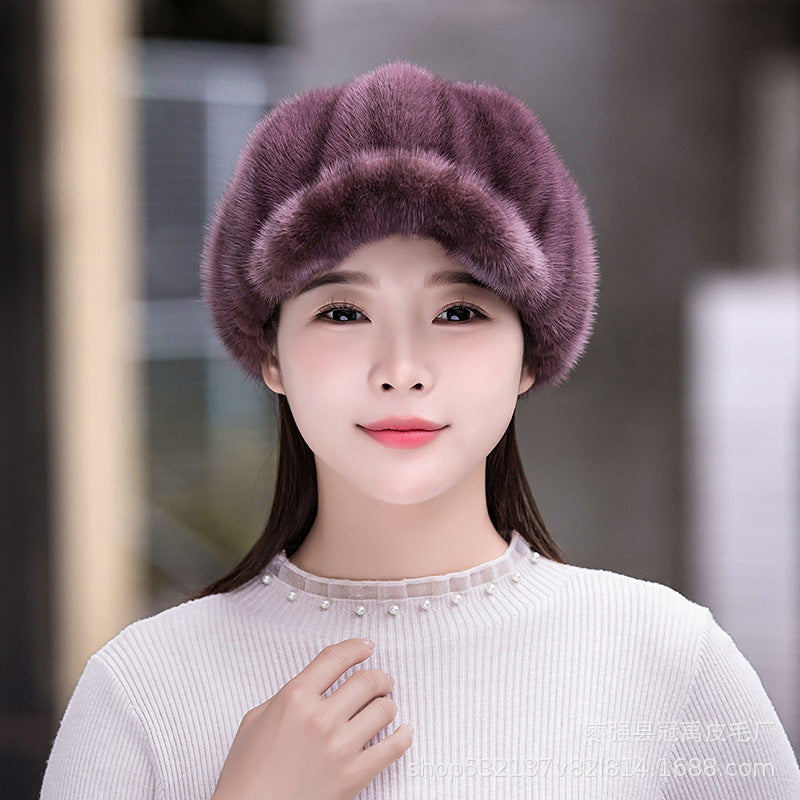 Winter Mink Fur Beret - Stylish & Warm