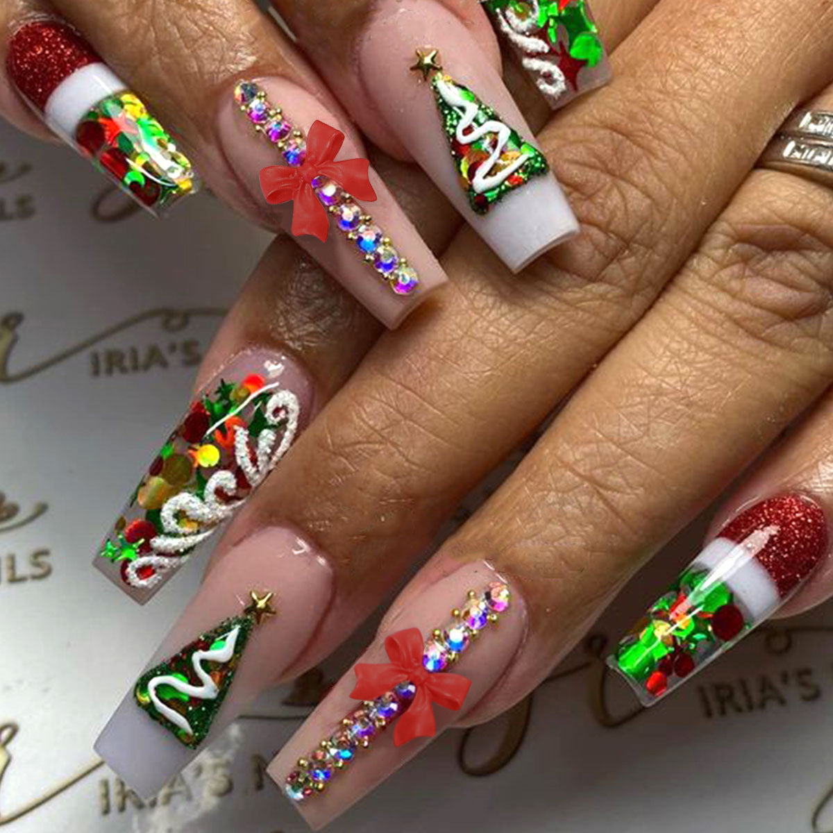 New Fashion3D Bow Christmas Nail Tips