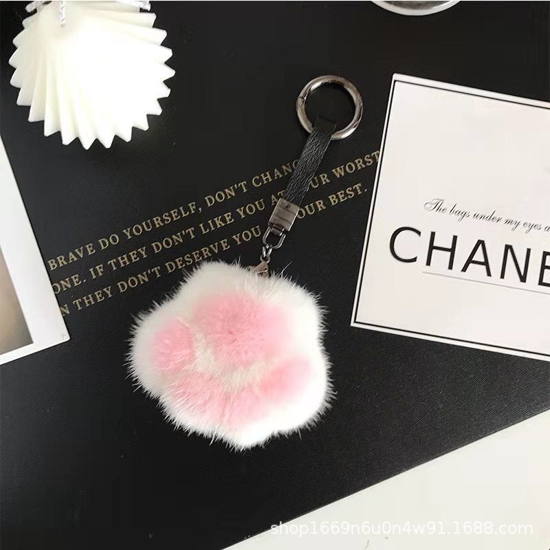 Real Rabbit Fur Paw Keychain Bag Charm