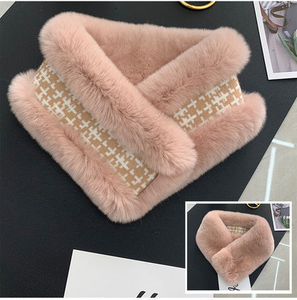 Double-Sided Real Rabbit Fur Scarf - Women's Winter Neck Warmer