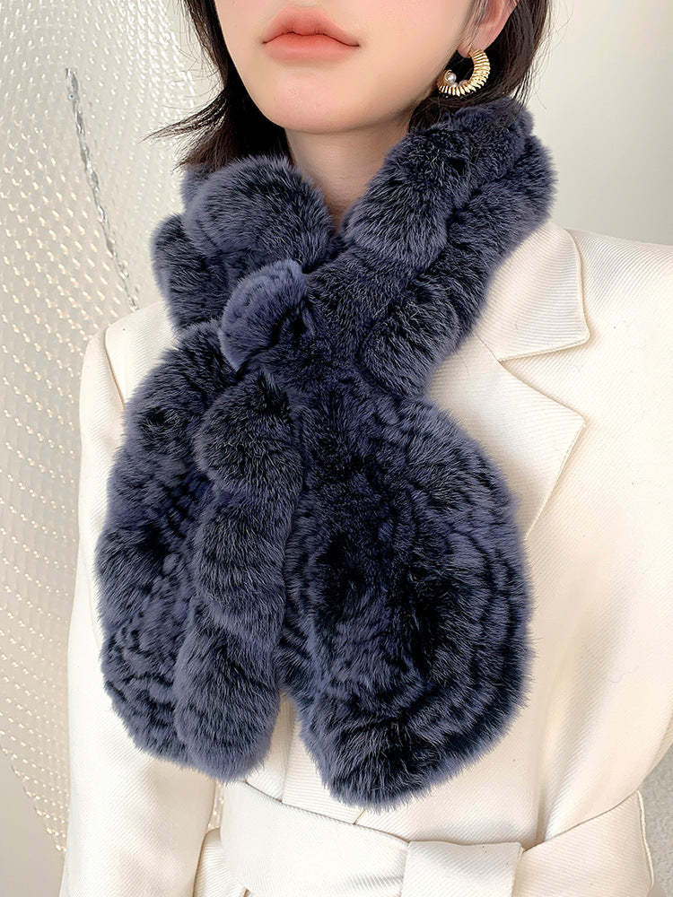 "Fashionable Real Rabbit Fur Scarf - Winter Accessory