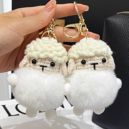 Cute Real Rabbit Fur Lamb Keychain - Backpack Accessory