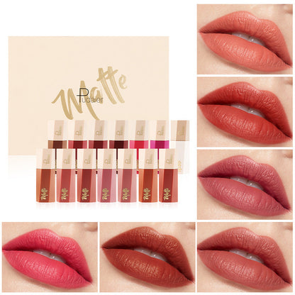 Pudaier Matte Velvet Lipstick - Non-Transfer, 14 Colors