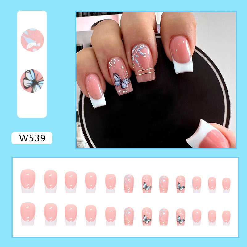 Spring Pink Butterfly Nail Tips for Romantic Style