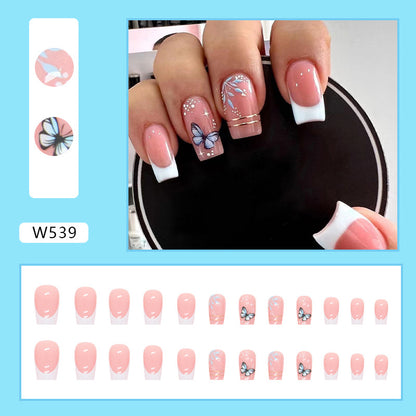 Spring Pink Butterfly Nail Tips for Romantic Style