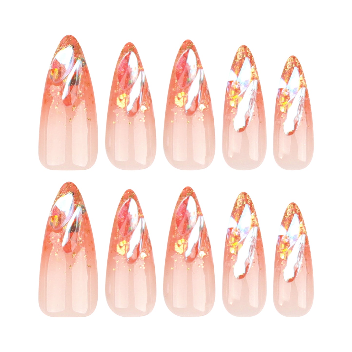 French Gold Glitter Gradient Nail Tips