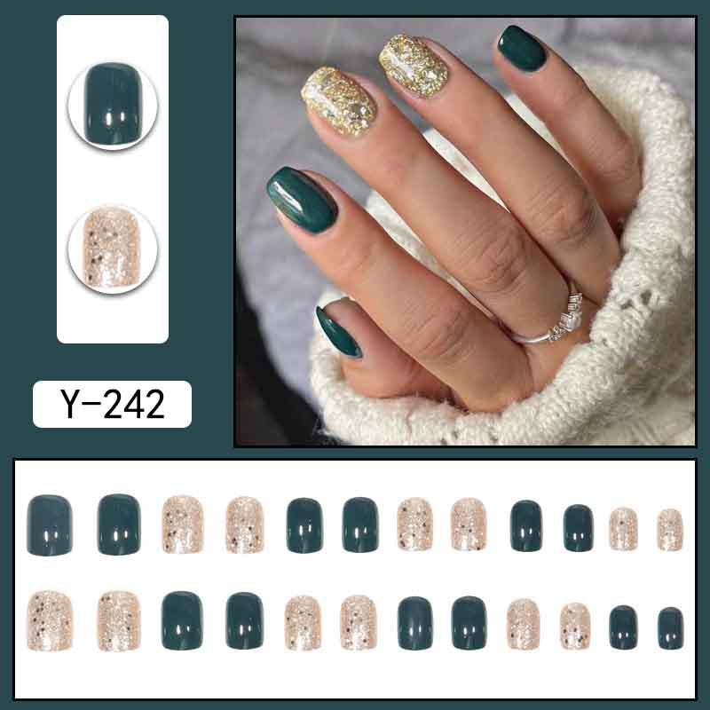 Y6 Ins Trendy Fall Nails: Almond Flashy Nail Tips