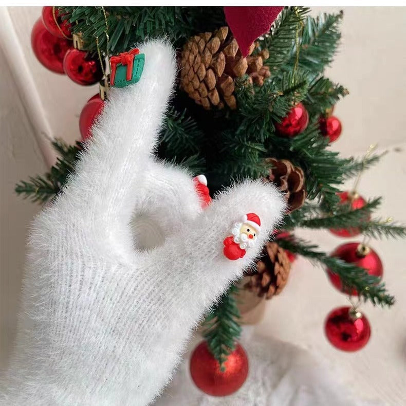 Knitted Christmas Couple Gloves