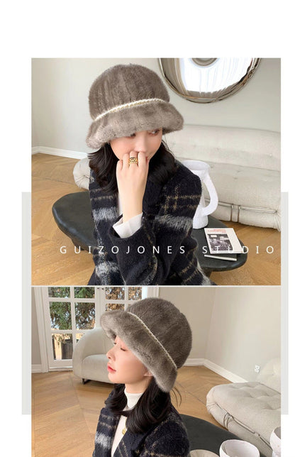 Warm Mink Fur Bucket Hat - Ear Flap Design