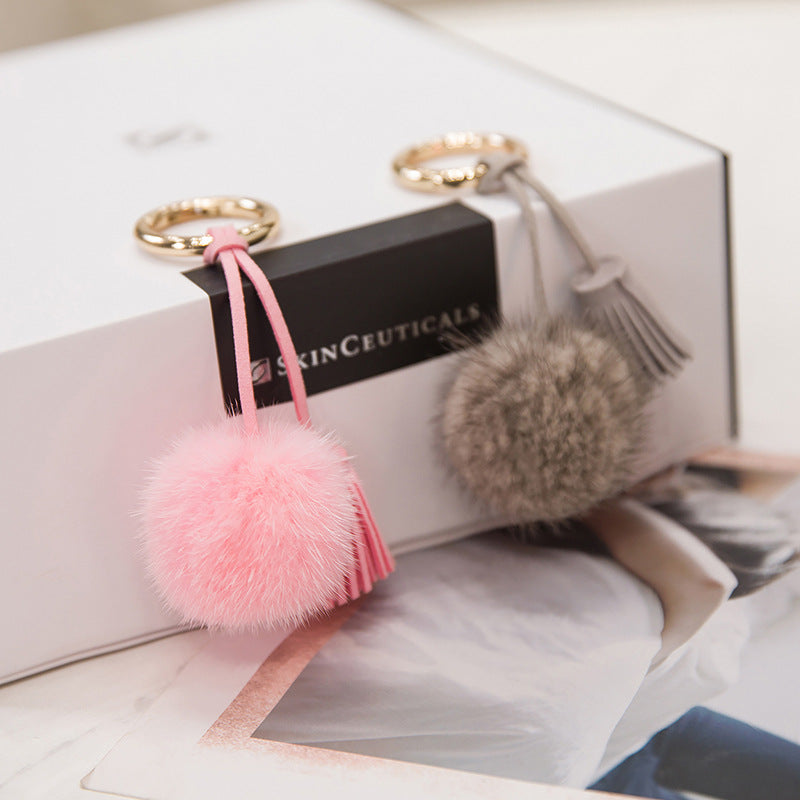 Mink Fur Mini Pom Pom Keychain & Bag Charm