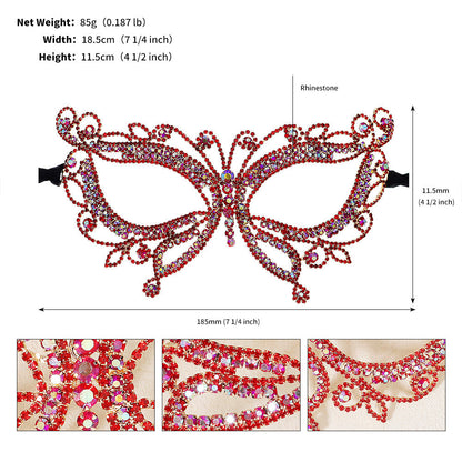 Stage Catwalk Rhinestone Butterfly Eye Mask