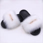 Womens Fuzzy Slippers, Fox Fur Inspired Sandals