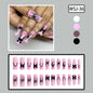 Pink Transparent Long Waterline Black Widow Spider French Nail Tips