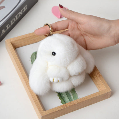 Wholesale Cute Faux Fur Bunny Keychain - Mini Decor