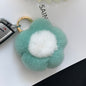 Cute Real Rabbit Fur Flower Charm Keychain & Phone Accessory