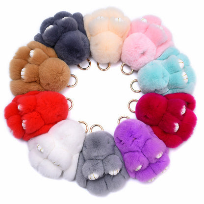 Real Rabbit Fur Lying Rabbit Keychain Car Accessory