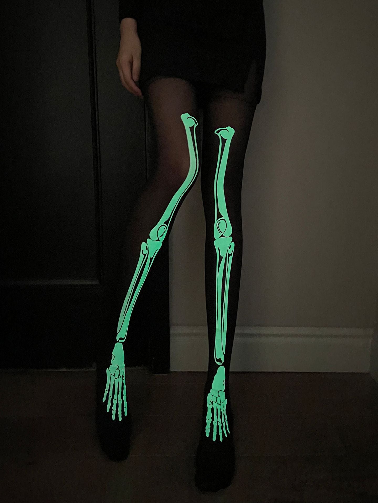 Sexy Luminous Skull Skeleton Luminous White Bone Stockings