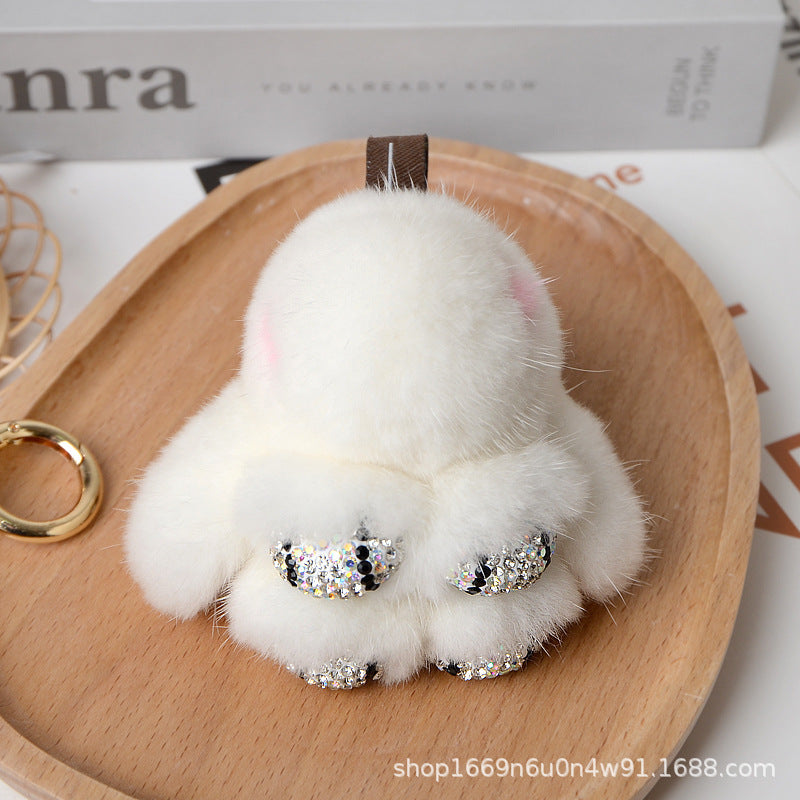 Cute Real Mink Bunny Keychain Plush Bag Charm