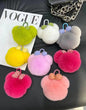 Cute Real Rabbit Fur Mickey Head Keychain with Bow