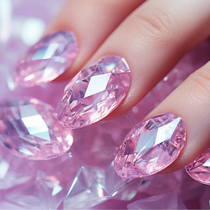 Almond Shape Crystal Gradient Nails