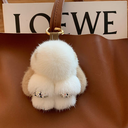 Cute Real Mink Bunny Keychain Plush Bag Charm