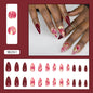 Wine Red Ombre Chinese Style Gold Foil Nails Ins Style Party Bride-homeunderwear