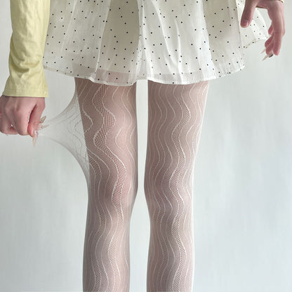 Sexy Thin Wavy Jacquard Lace Hollow Pantyhose