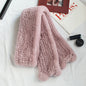 Long Hand-Knitted Real Rabbit Fur Winter Scarf