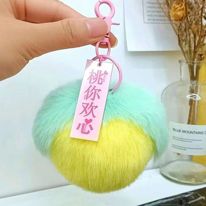 Cute Peach Fur Charm - Ins Style Keychain