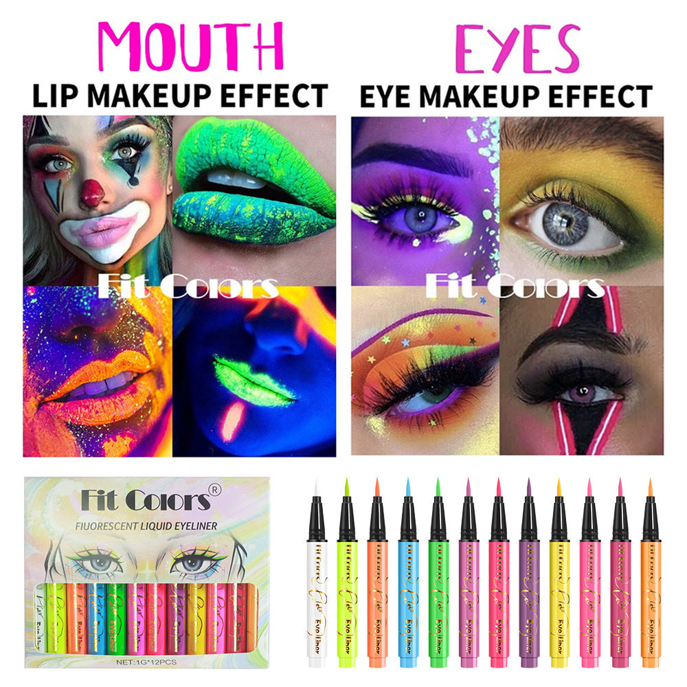 New Fashion 12-Color UV Fluorescent Eyeliner Set for Face and Body-Homeunderwear