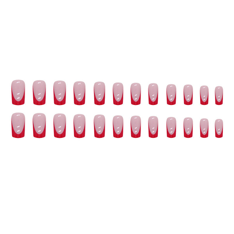 Mid-Length Red French Manicure Nails for Fashionistas