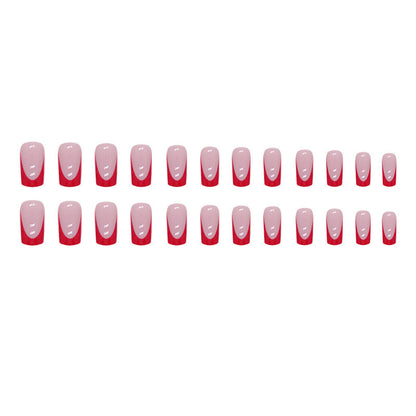 Mid-Length Red French Manicure Nails for Fashionistas