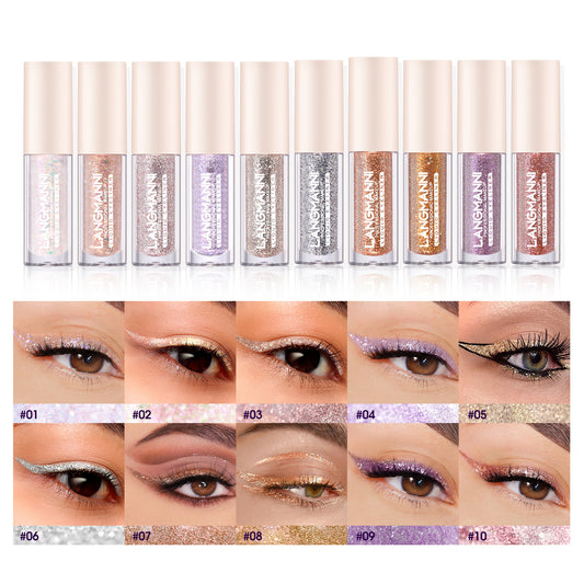 New Fashion 10-Color Glitter Liquid Eye Shadow Set for Radiant Glow-Homeunderwear