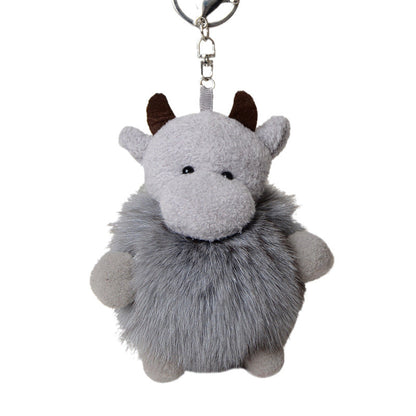 Cute Fuzzy Calf Keychain - Fashionable & Versatile