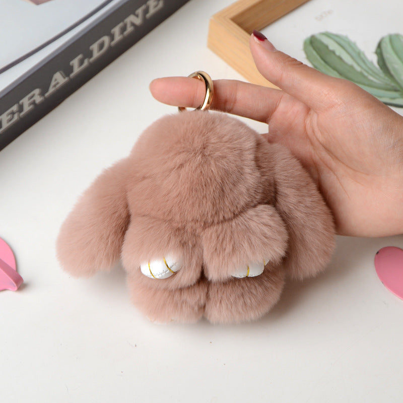 Wholesale Cute Faux Fur Bunny Keychain - Mini Decor