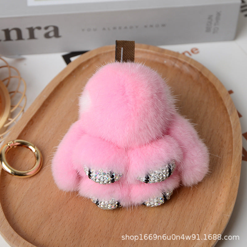 Cute Real Mink Bunny Keychain Plush Bag Charm