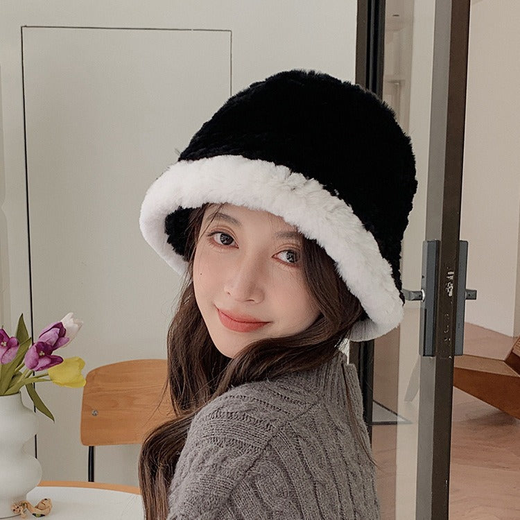 Winter Real Rabbit Fur Bucket Hat - Cozy & Stylish