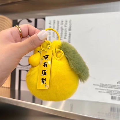 Cute Real Rabbit Fur Pear Keychain - Bag Charm