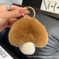 Cute Real Rabbit Fur Mushroom Keychain - Trendy Car Accessory