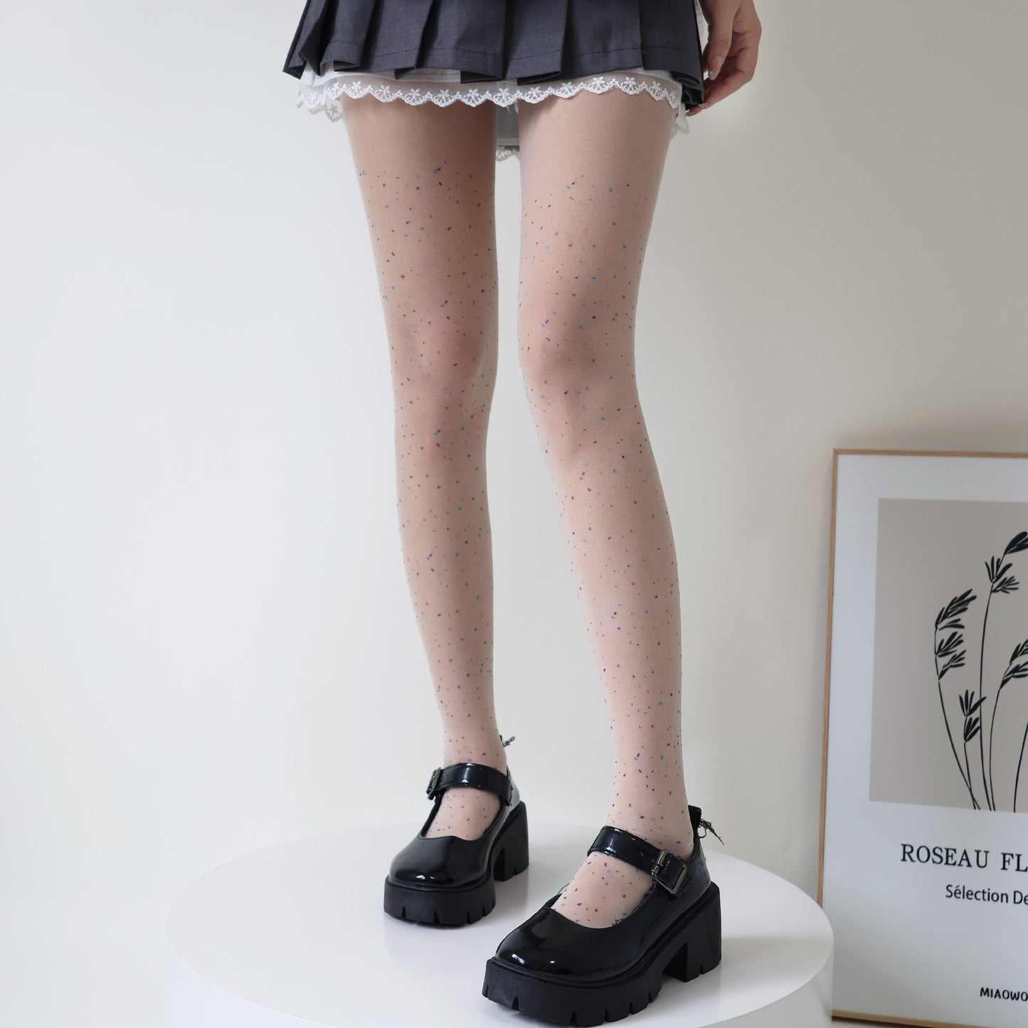 Sexy Slim Color Polka Dot Print Meat-through Leggings Pantyhose