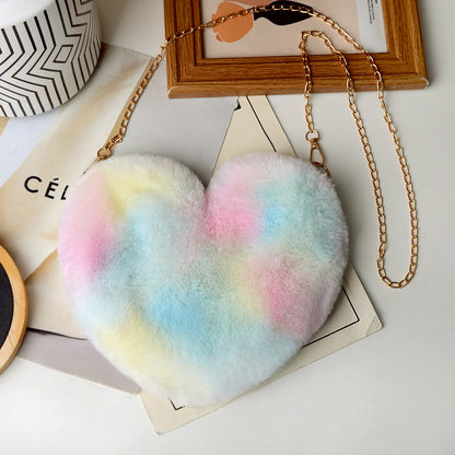 Heart-Shaped Fuzzy Crossbody Bag Winter