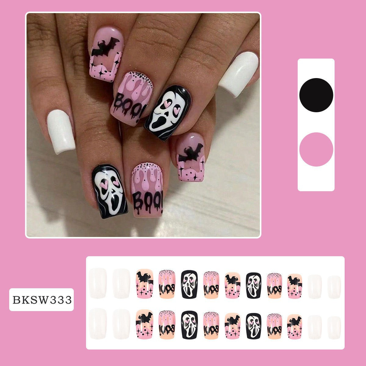 New FashionHalloween Bat and Ghost Face Nail Tips