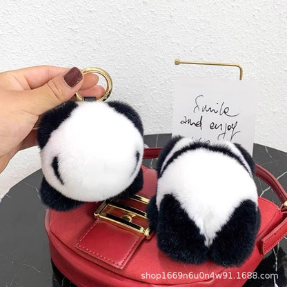 Cute Fuzzy Panda Keychain - 12cm Plush Toy