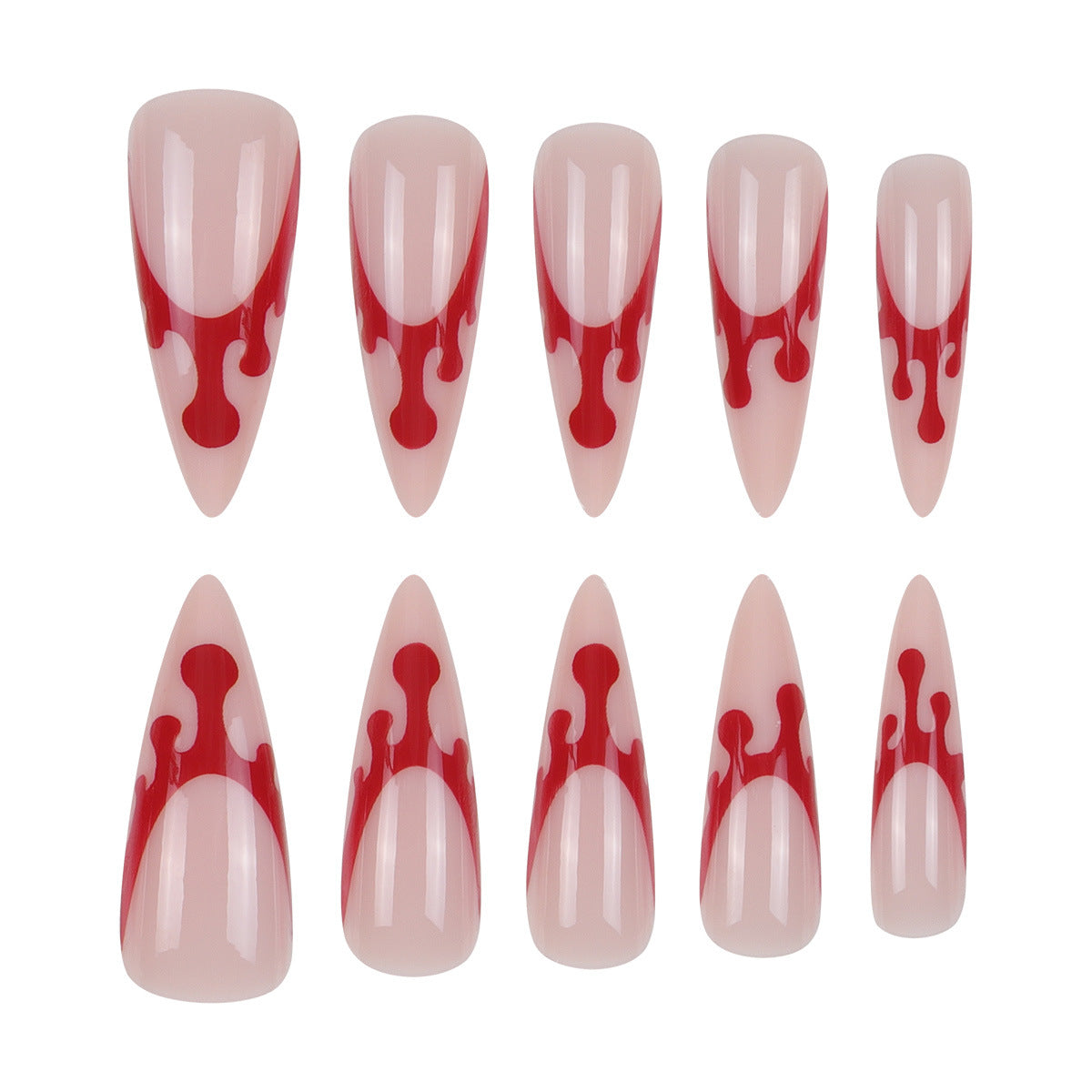 Long Gothic Blood Drop Nail Tips for Halloween