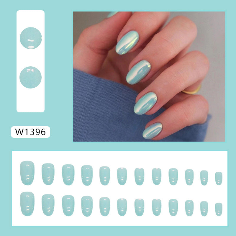 Lake Green Aurora Fall Nails: 24-Piece Short Round Finished Nail Wraps