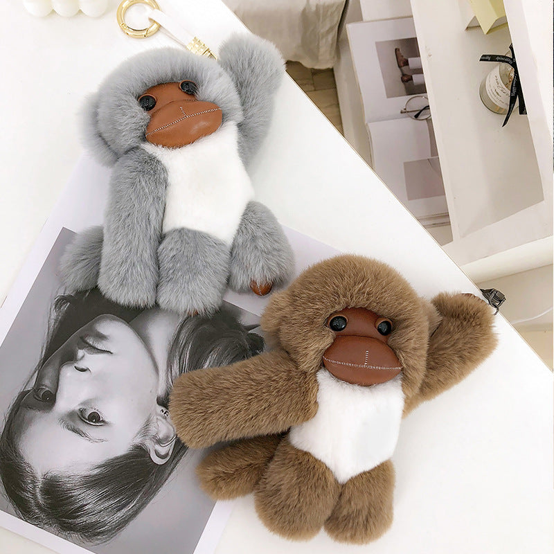 Cute Otter Fur Monkey Charm Keychain & Bag Decor