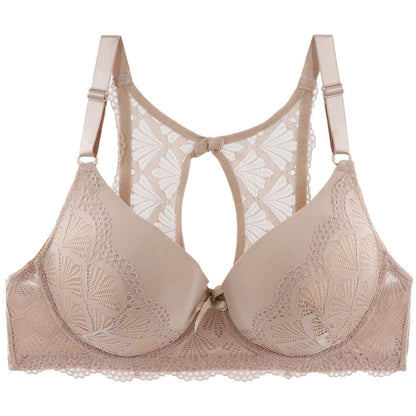 Plus Size Solid Color Lace Bra